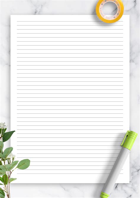 When it comes to downloading the primary writing paper template, specifically the ruled paper one, we can find that the lines inside the ruled paper consist of two kinds of lines, the horizontal lines, and the vertical line. Download Printable Lined Paper Template 5mm PDF