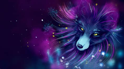Download Mobile Wallpaper Cosmic Violet Fox Purple Space Art