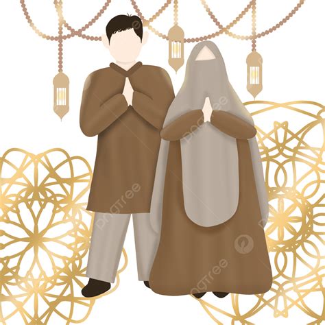 Faceless Muslim White Transparent Couple Muslim Ramadhan Faceless