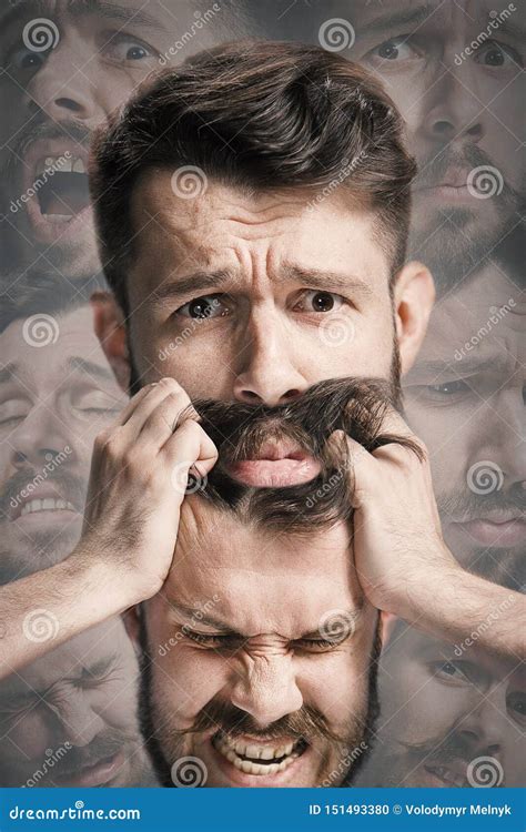 Close Up Shot Of Sad And Angry Emotion On Face Of Discouraged Man Stock