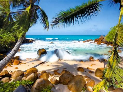 Landscape Tropical Beach Paradise Wallpaper
