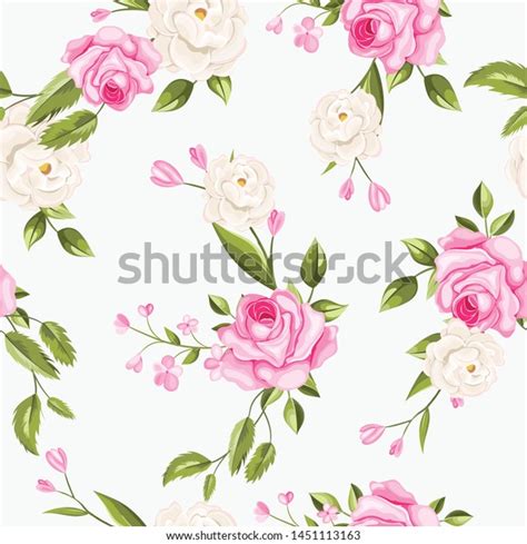Beautiful Seamless Pattern Flowers Leaves Stock Vector Royalty Free
