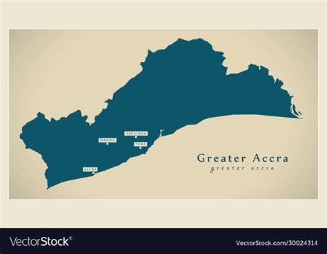 Modern Map Greater Accra Region Map Ghana Gh Vector Image