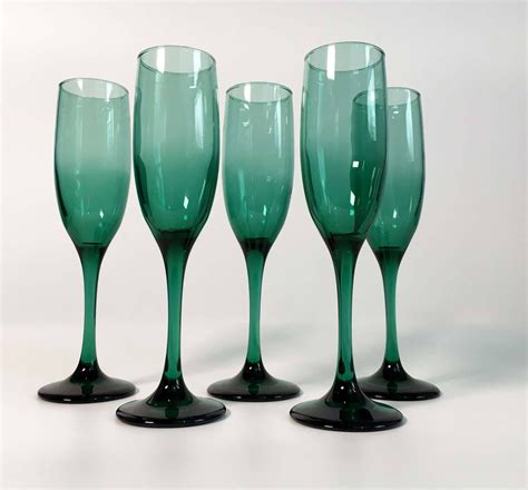 Vintage Green Libbey Champagne Or Wine Glasses Vintage Set Of 4 Juniper Wine Or Champagne