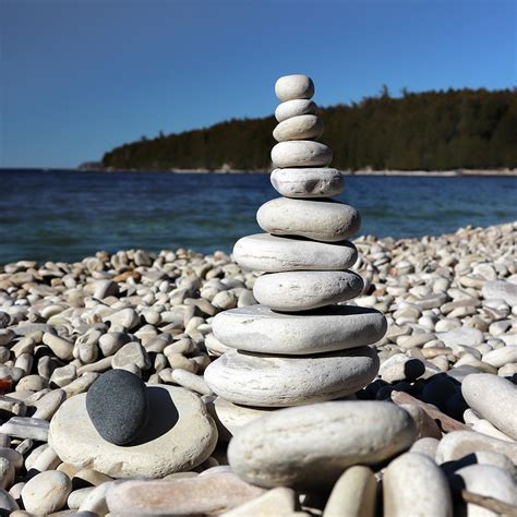 Stacked Stones At Pebble Beach Square Photograph By David T Wilkinson