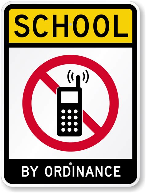 School By Ordinance Sign No Cell Phone Graphic Sign Sku