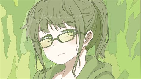 Anime Girl Green Hair Glasses Hd Anime Girl Wallpapers Hd Wallpapers