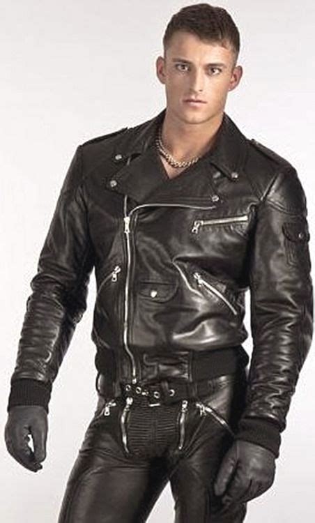 Young Beardless Leather Man Leather Jacket Men Mens Leather Pants