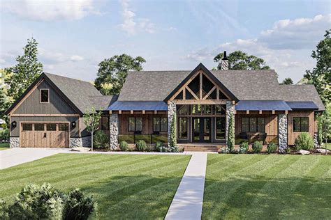 Mountain Lake Home Plan With Vaulted Great Room And Pool House