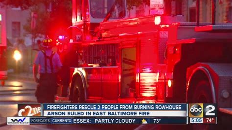 Baltimore house fire ruled arson, 2 people rescued - YouTube
