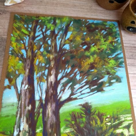 Original Soft Pastel Painting Trees At Moffat Community Etsy