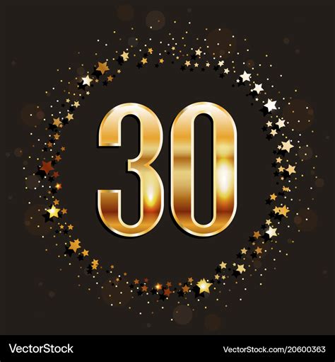 30 Years Anniversary Gold Banner Royalty Free Vector Image