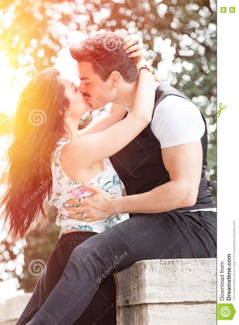 Beautiful Couple Kissing And Love Loving Relationship And Feeling