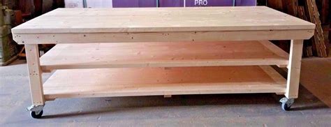 Wooden Work Bench With Wheels 3ft - 4ft Depth Table Top Industrial