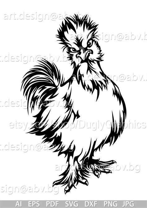 Vector Silkie Chicken Hen Ai Eps Pdf Svg Dxf Png  Etsy Uk