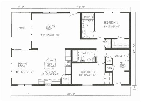 30x40 Barndominium Floor Plans 2 Bed 2 Bath Mobile