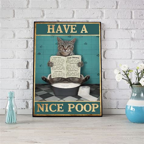 Have A Nice Poop Vintage Poster Funny Bathroom Funny Cat Etsy