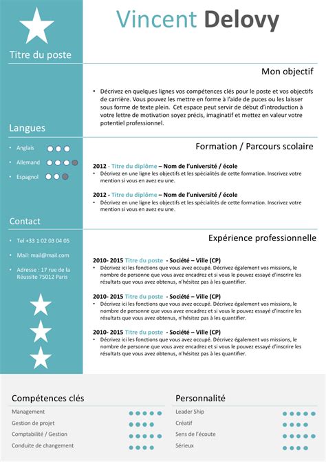 Dans cette matrice de cv vierge à imprimer, ce sont les compétences qui priment, bien avant l'expérience professionnelle. cv a remplir gratuit open office