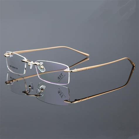 luxury pure titanium half rimless eyeglass frames men women glasses myopia spectacles rx able