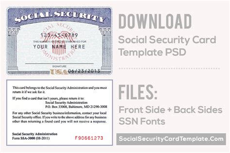 Usa social security card psd template: Download SSN