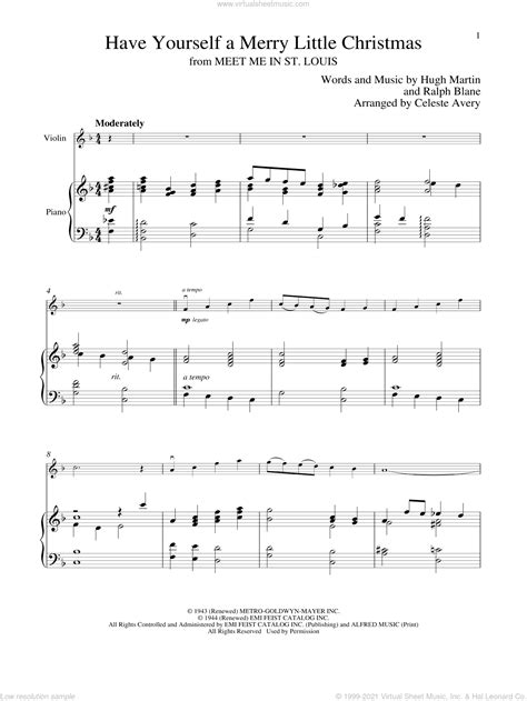 Have Yourself A Merry Little Christmas Sheet Music For Violin And Piano