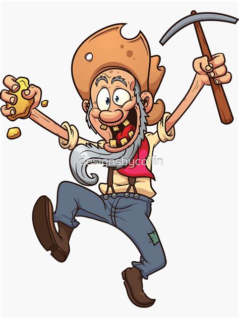 Gold Miner Prospector Cartoon Sticker For Sale By Designsbycollin Redbubble