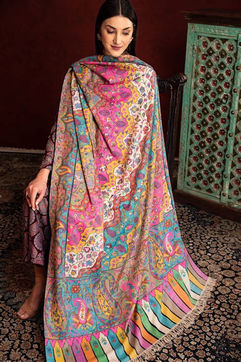 Multicoloured Kani Pashmina Shawl Pure Pashmina Shawls