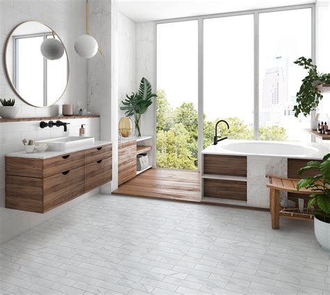 Bianco carrara italian marble tile 6in. Bianco Carrara Porcelain Tile, Brick Bond Dot Joint Design ...