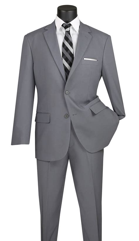 Vinci Mens Suit 2pp Gr 2pc Single Breasted 2 Button Suit With Side