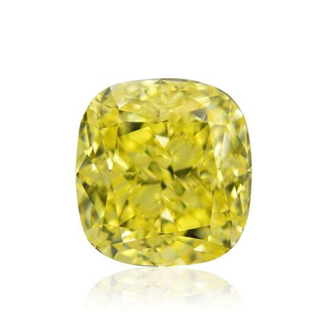 050 Carat Fancy Intense Yellow Diamond Cushion Shape Si1 Clarity