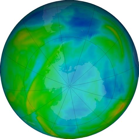 Ozone Hole Watch Southern Ozone Map For 19 June 2019