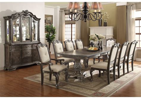 Kiera Grey Formal Dining Room Set W 8 Chairs And China Cabinet Furniture