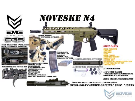Emg Cgs Series Noveske Licensed N4 Gen 3 Gas Blowback Airsoft Rifle By