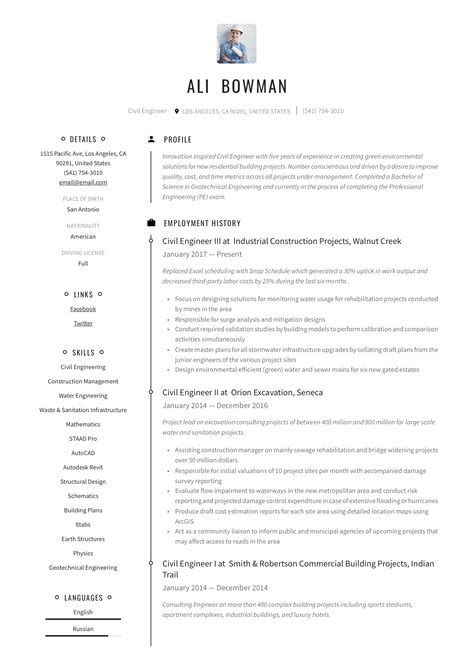 Proven civil engineering professional with strong technical and organizational skills. Civil Engineer Resume & Writing Guide | +12 Resume Templates | 2019