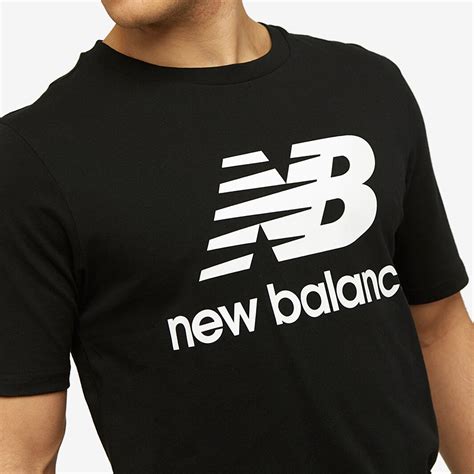 New Balance Essentials Stacked Logo Tee Black Mens Clothing