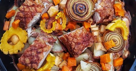 This pork roast is sliced and served with your favorite side dishes such as mashed or baked potatoes, and green beans, or your family's favorite vegetable side dish. Succulent Roast Pork Belly With Milk Braised Winter ...