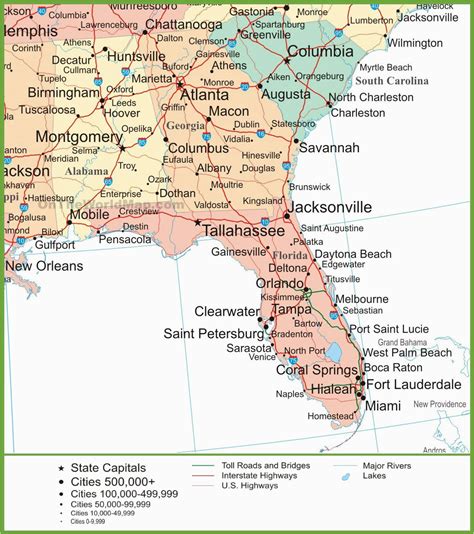 Map Of South Carolina Georgia And Florida Secretmuseum