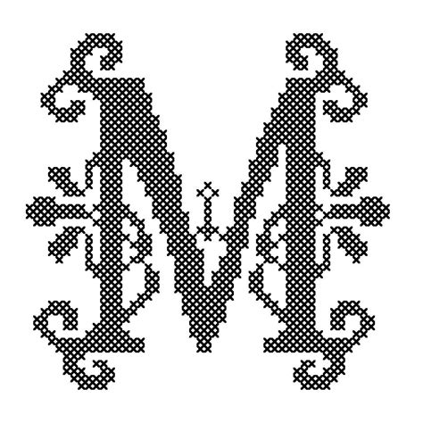 Free counted cross stitch patterns are easy to save and print out for use in creating lovely home decorations and gifts. Letter M Cross Stitch/Cross Stitch Monogram/Cross