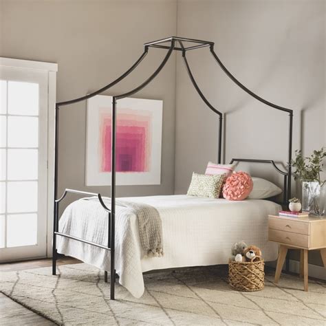 This low profile metal bed frame is finished off in a soft brushed gold effect which takes away some of the harshness of the metal itself. Bailey Twin Size Metal Canopy Bed - 80005250 - Overstock.com Shopping - Great Deals on I Love ...