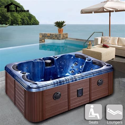 2100mm Blue Hot Tub Tubs Massage Bathtub Outdoor Spa 2 4 Person Relaxs