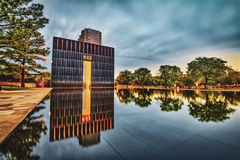 Oklahoma City Gates Of Time National Memorial Reflections Photograph By