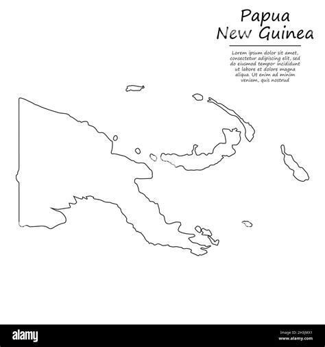 Simple Outline Map Of Papua New Guinea Vector Silhouette In Sketch