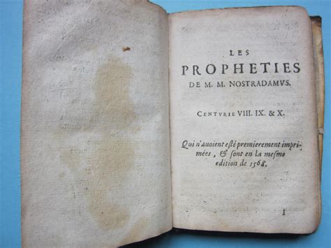 The True Prophecies Or Prognostications Par Michel De Nostradamus Good Hardcover 1568 Kandk