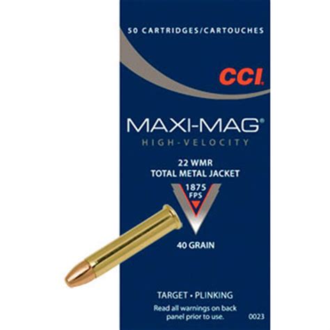 Cci Maxi Mag 22 Wmr Tmj 40 Grain 50 Rounds 10601 22 Magnum