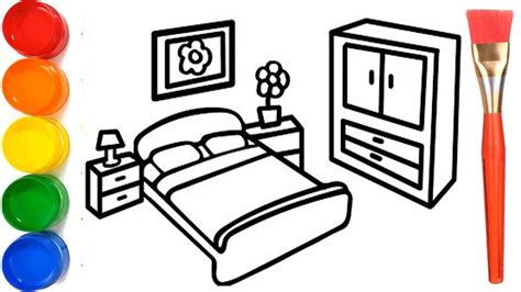 How To Draw A Bedroom Bedroom Drawing And Coloring Step By Step For