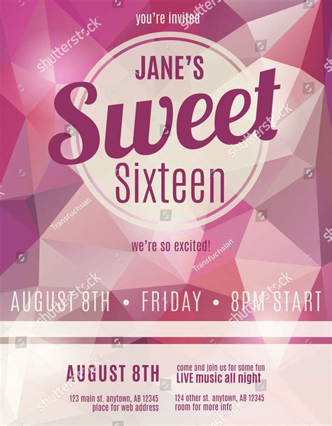 Free 15 Sweet 16 Birthday Invitation Designs And Examples