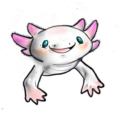 Easy Cartoon Axolotl Drawing Cute Cartoon Axolotl Cute Cute Drawings
