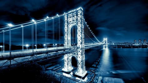 Brooklyn Lights Bridge George Washington Bridge Wallpapers Hd