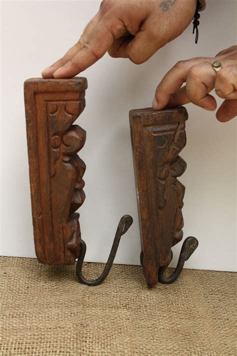 Set Of 2 Wood Hangers Wooden Carved Hangers Wall Hangers Etsy