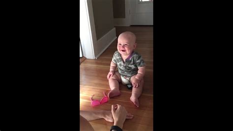 Baby Laughing Hysterically At Moms Sunglasses Trick Youtube